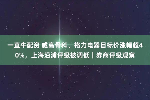一直牛配资 威高骨科、格力电器目标价涨幅超40%，上海沿浦评级被调低｜券商评级观察