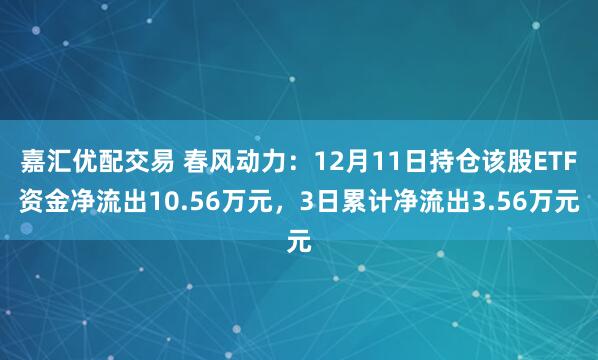 嘉汇优配交易 春风动力：12月11日持仓该股ETF资金净流出10.56万元，3日累计净流出3.56万元